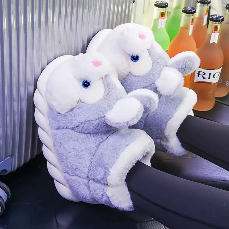 2025 Women's Winter Warm Shoes Plush Lining Indoor Slippers Couples Platform Heel High Top Snow Boots Female Male Home Slipper