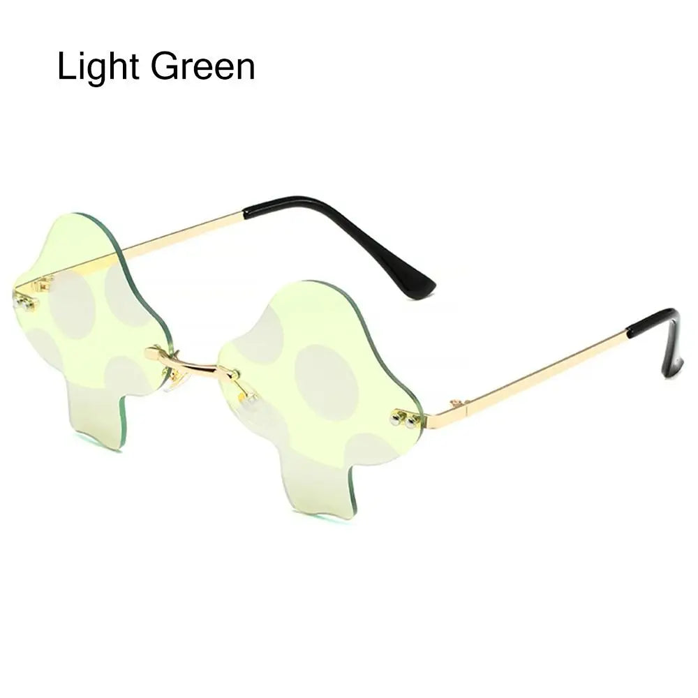Cartoon Mushroom Shape Sunglasses Women Irregular Rimless Sun Glasses Trendy Funny Sunglasses Outdoor Party Favor Decorations
