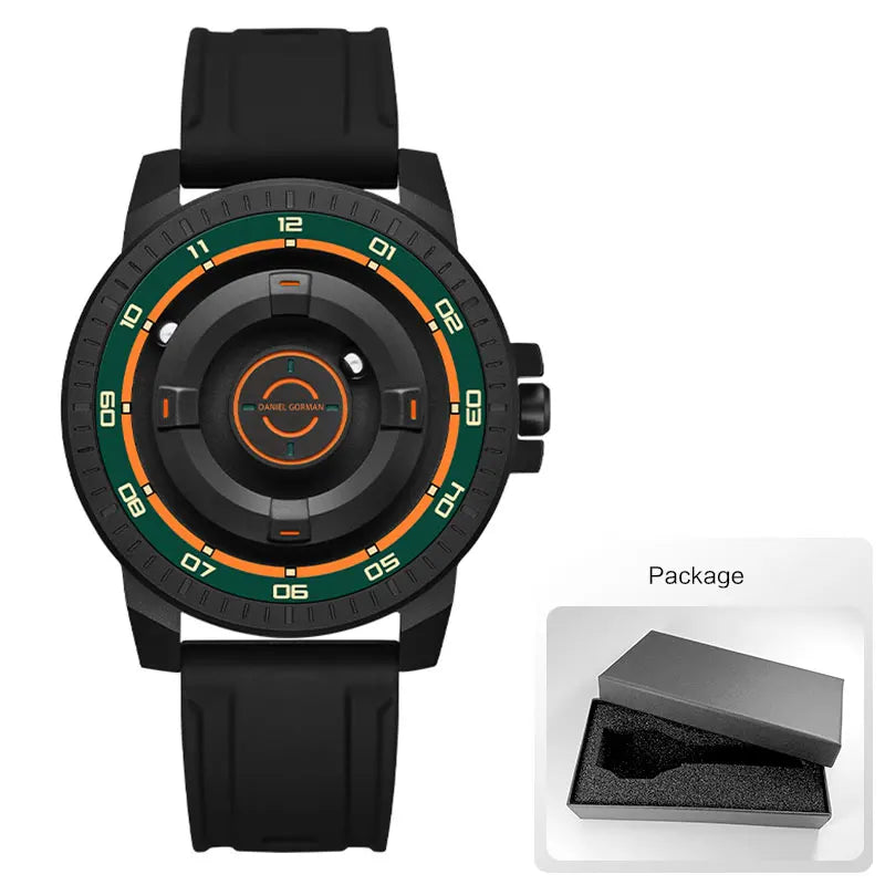DANIEL GORMAN Magnetic Driven Watch Fashion Waterproof Quartz Watch with Black Silicone Strap Copper Case Beads Pointers DG0221