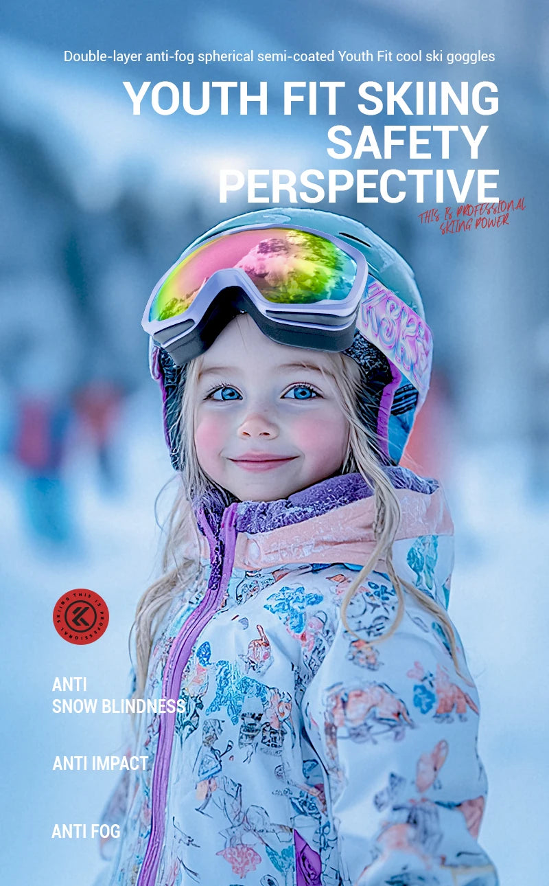 KAPVOE Kids Ski Goggles Double UV400 Kids Skiing Mask Glasses 4-15 years old Professional Anti-fog Child Snowboard Goggles