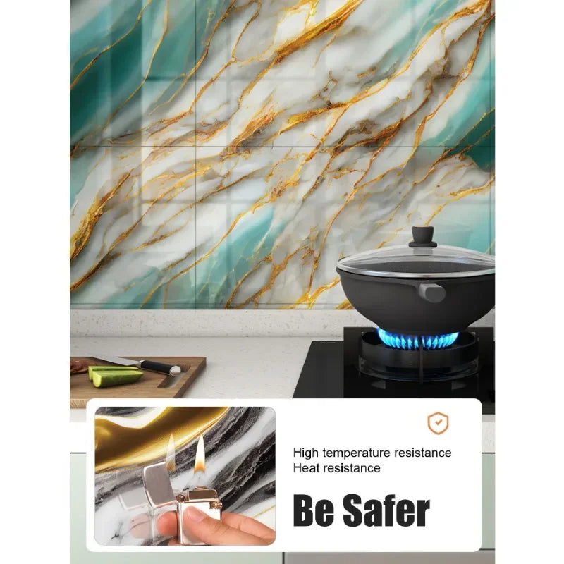 10-40PCS Imitation Marble 3D Ceramic Tile Wall Renovation Decoration Sticker Waterproof Self-adhesive Home Floor Sticker