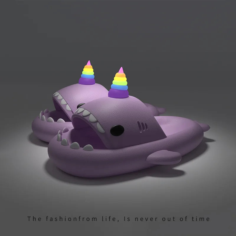 Cute Shark Slippers for Women & Men Summer Platform Night Glow-in-the-Dark Indoor Beach Slides Home Street Wear DIY Accessory