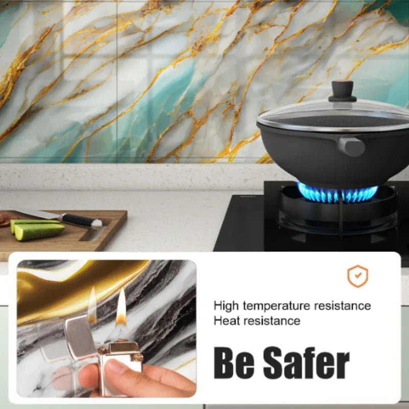 10-40PCS Imitation Marble 3D Ceramic Tile Wall Renovation Decoration Sticker Waterproof Self-adhesive Home Floor Sticker