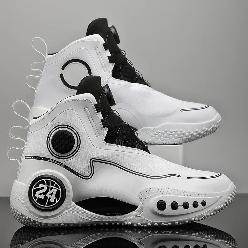 High-top Men Basketball Shoes Kids Rotating Button Basket Boots Brand Design Sneakers Men Outdoor Basketball Training Shoes Male