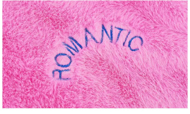 Fake Fur Girls Jacket Winter New Solid Color Letter Print Padded Lining Thick Warm Plush Coats For 5-12Y Kids Fashion Overcoat