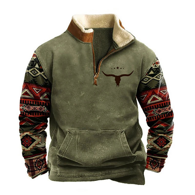 Men Sweatshirts New Casual Printed Sweater Long Sleeves Autumn Half Zipper Pullover Outdoor Sweatshirt Lightweight Outwear Tops
