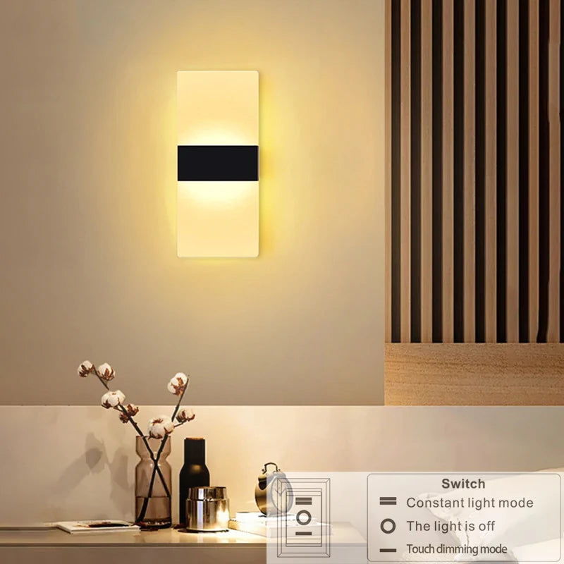 USB Recharge Wall Lamp Touch Motion Sensor Switch Indoor Acrylic Night Lights Bedroom Bedside Wall Sconce Nordic LED Wall Light