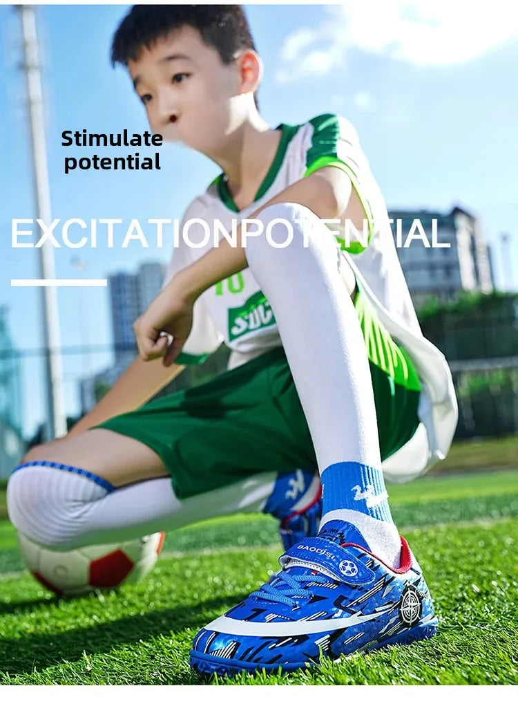 Boys Professional Football Training Shoes Running Sports Shoes Athletic Cleats Primary School Students Long Nails