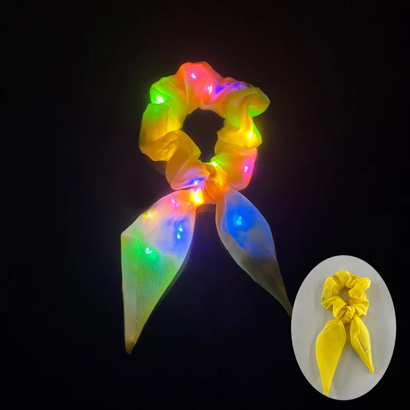 1/10 Pcs LED Luminous Scrunchies Glowing Hairband Girl Light Up Hair Scrunchy Birthday Party Headwear Supplies Hair Accessories