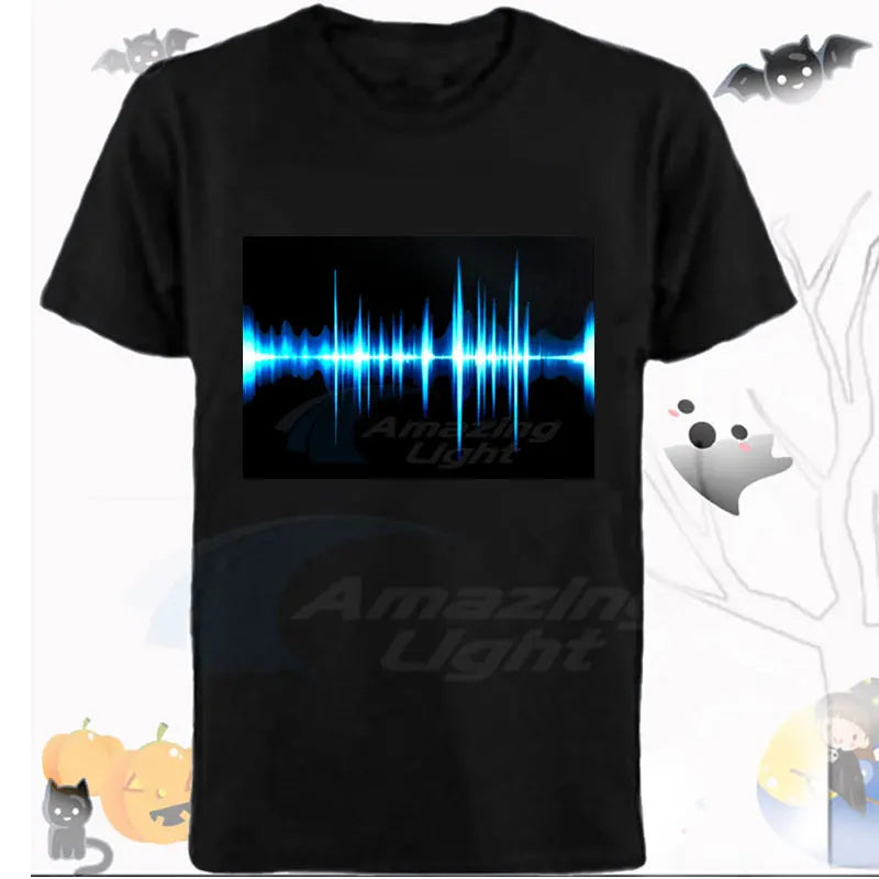 Popular Sound Active Equalizer El T-shirt Equalizer Light Up Down Led Tshirt Flashing Music Activated Led T Shirts Men Women Tee