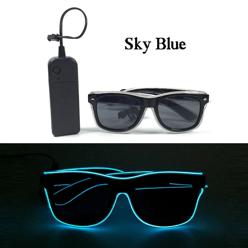 Fashion Luminous Decorative Glasses Neon Light Decoration LED Sunglasses For Nightclub DJ Dance Music Rave Costume Night