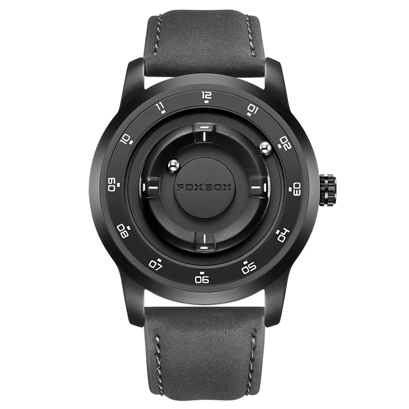 FOXBOX Unique Dial Quartz Man Watch Fashion Casual Sport Silicone Srolling Beads Clock Magnetic Force Waterproof Watches for Men