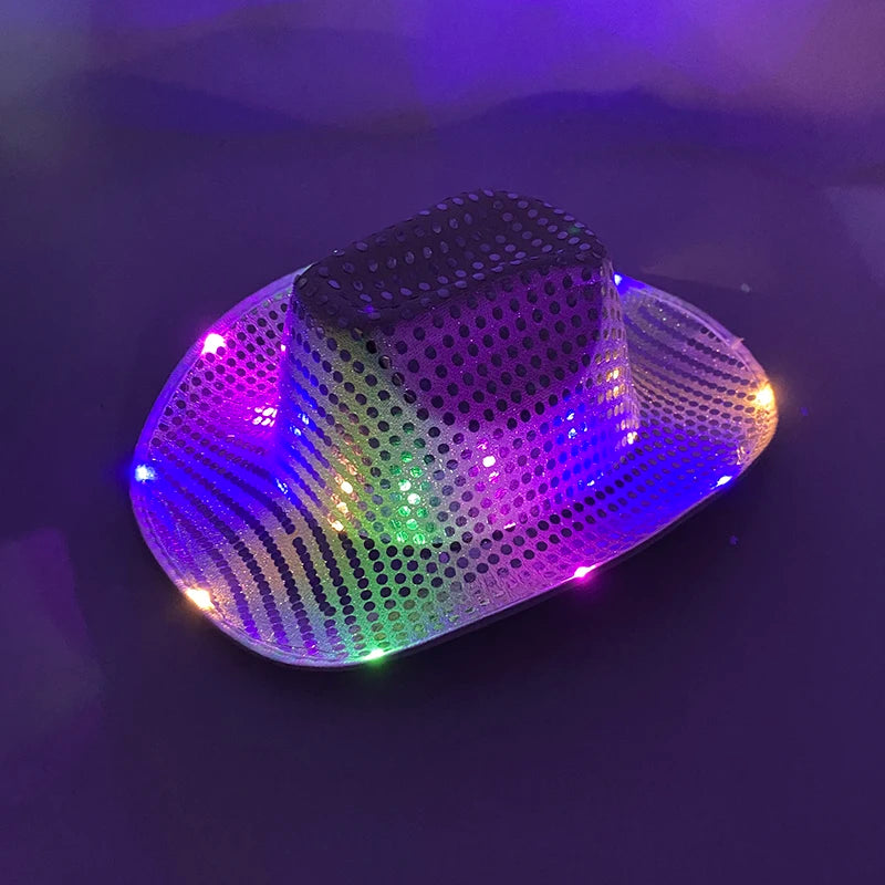 Blinky LED Light Cowboy Cowgirl Hat Flashing Cap Glowing Hat Carnival Men Women Bachelorette Party Wedding Bridal Supplies