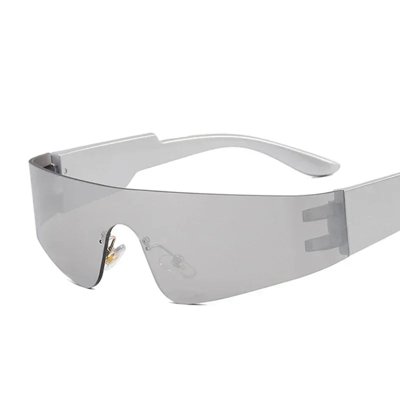 Steampunk Sunglasses for Men Women Y2K Sense of Tech None Frame Sun Glasses Men One Pieces Fashion Punk Goggle Eyewear UV400