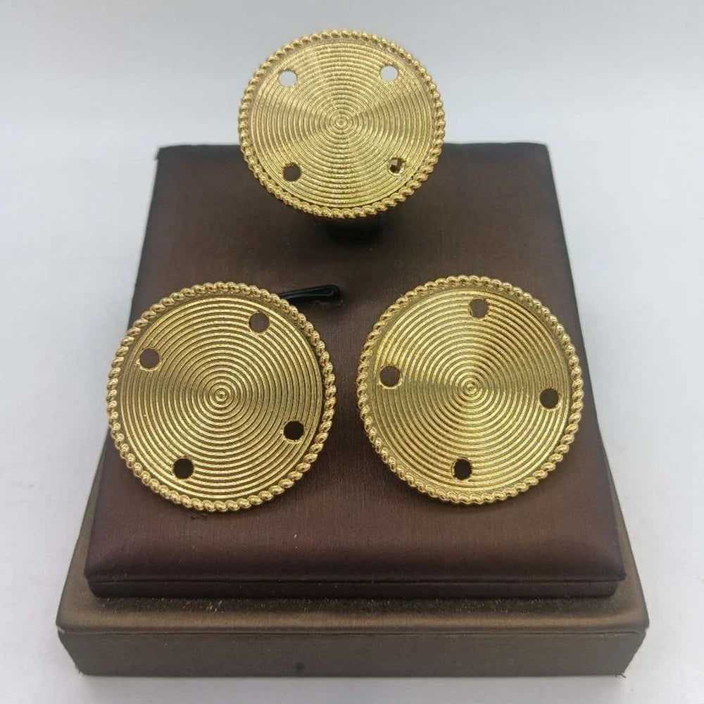 African Gold Plated Earrings and Ring Jewelry Set for Women New Design Earrings and Finger Ring Set for Brazilian Jewellery Gift