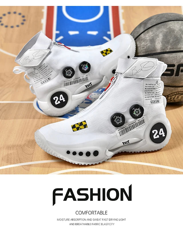 New basketball shoes male high top students wear-resistant outdoor concrete actual combat flying woven breathable combat boots