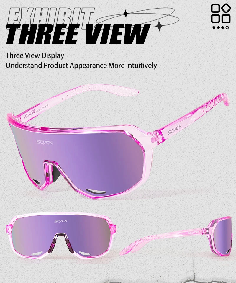 SCVCN New Outdoor Cycling Glasses Bike Sunglasses Men UV400 Eyewear Sports MTB Goggles Bicycle Women Riding Hiking Sunglasses