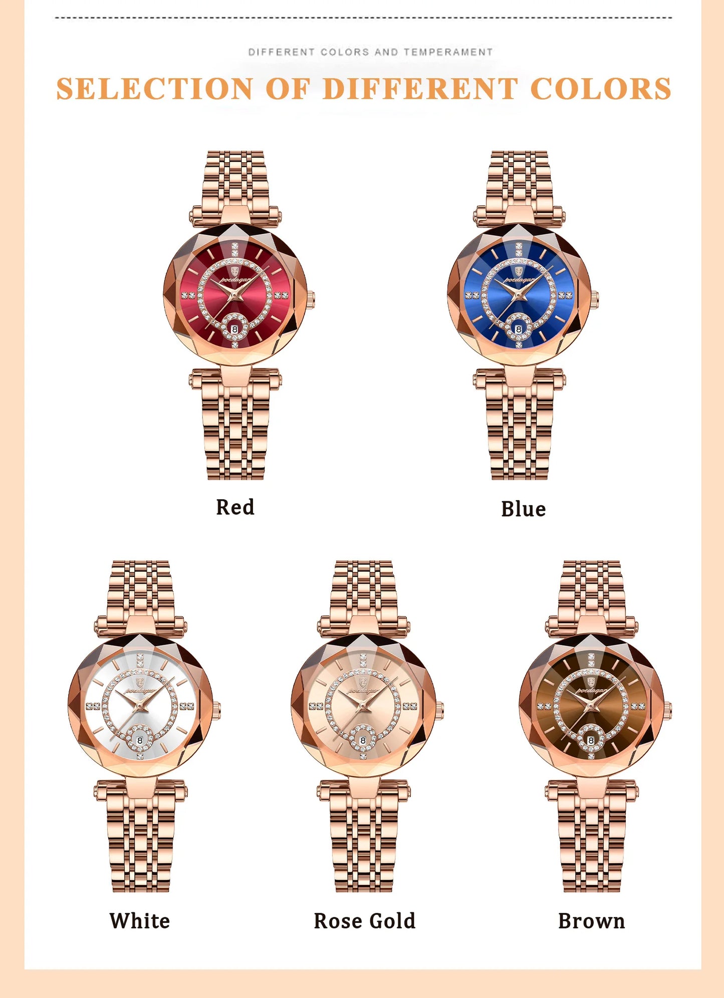 POEDAGAR Luxury Original Watches For Women Waterproof Stainless Steel Date Ladies Watch Diamond Fashion Quartz Woman Watch Reloj