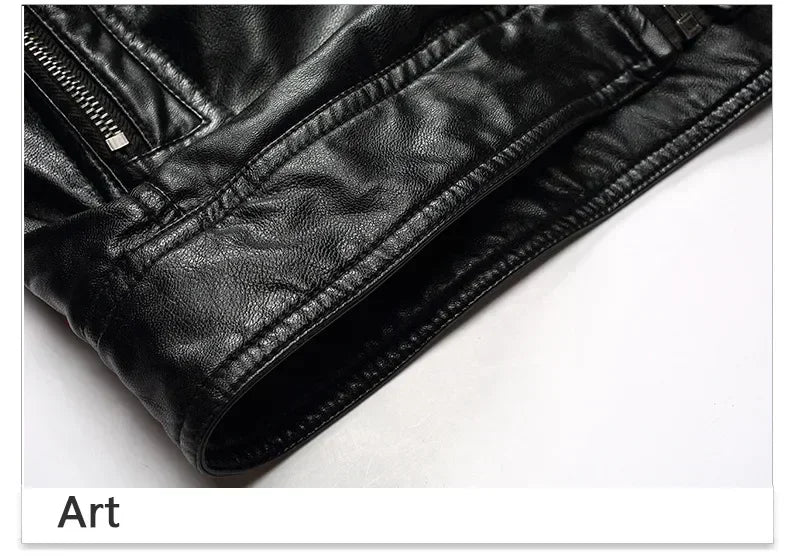 Suit Vintage Plus Velvet PU Leather Jacket Casual Blazer Men's Slim Fit Leather Jacket Streetwear Man Outerwear Leather Jackets