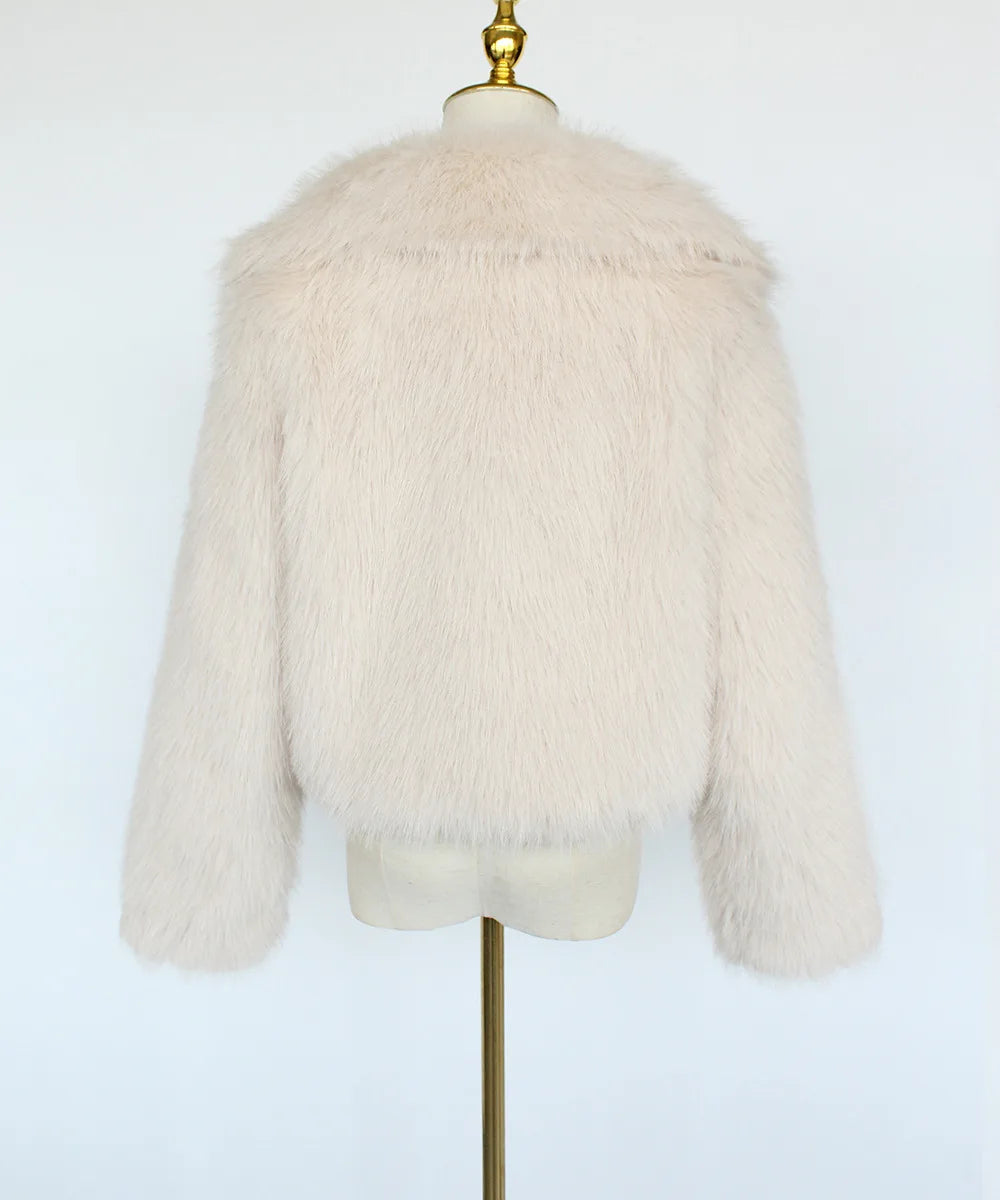 2025 Female Winter Brown Faux Fur Coat For Women Casual Long Sleeve Fluffy Plush Jacket Lady Solid Thick Fake Fur Warm Cardigan