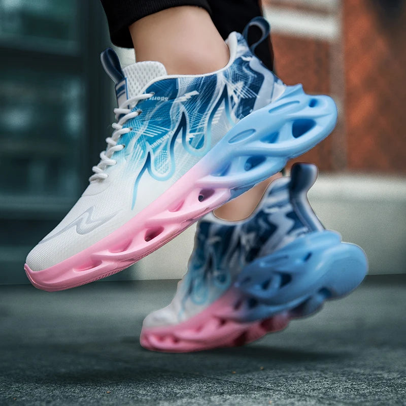 Men Running Shoes Mesh Breathable Flat Cushioning Soft Comfortable Sneakers Outdoor Gym Trendy Casual Jogging Shoes for Men