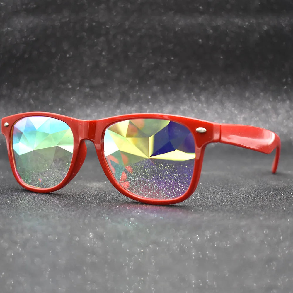 Trendy Square Party Sunglasses Women Men Fashion EDM Light Diffraction Futuristic Rave Festival Sun Glasses Psychedelic Prism