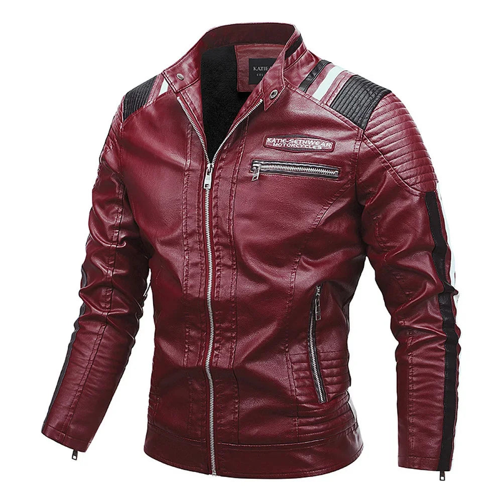 Men's Punk Style Jacket PU Leather Jacket Men Fashion Clothing Autumn Coat Men Motorcycle Jacket Artificial Leather High Quality