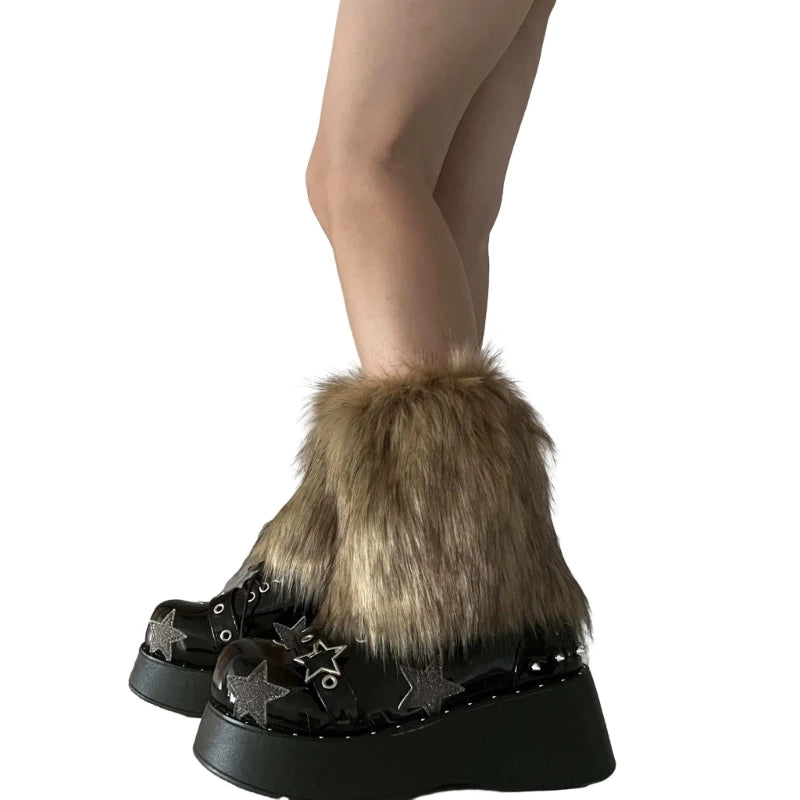 Women's Faux Furs Leg Warmers Sexy Furry Fuzzy Leg Warmers Soft Boot Cuffs Cover