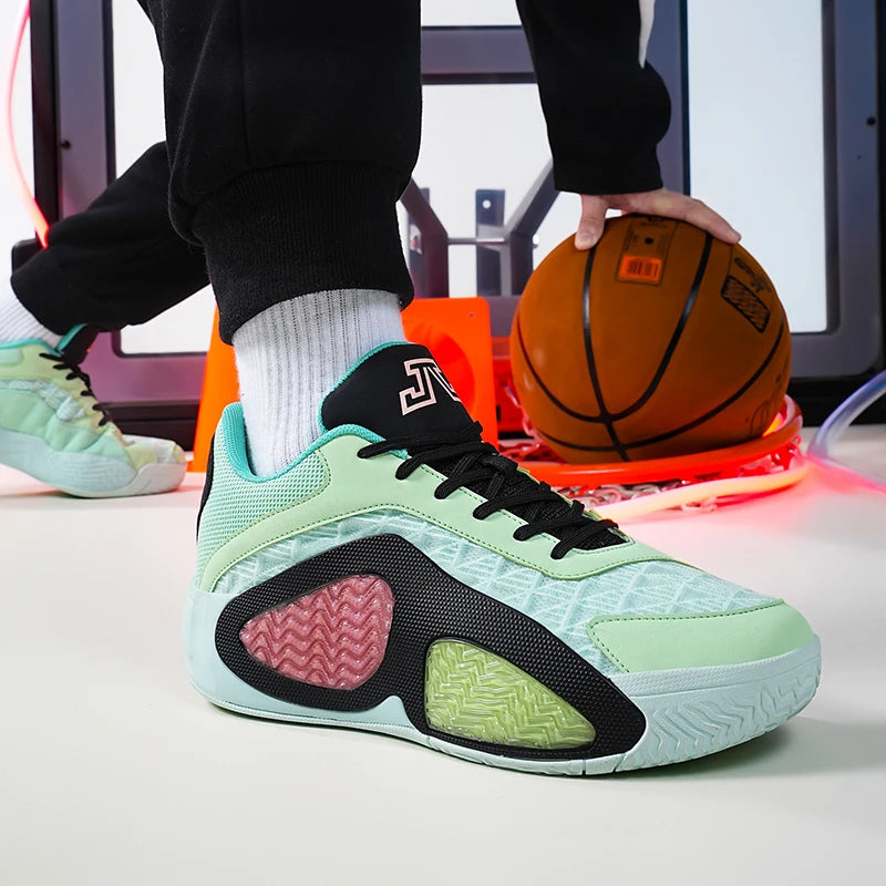Men's Basketball Shoes Breathable Cushioning Non-Slip Wearable Runing Shoes Gym Training Athletic Basketball Sneakers for Women