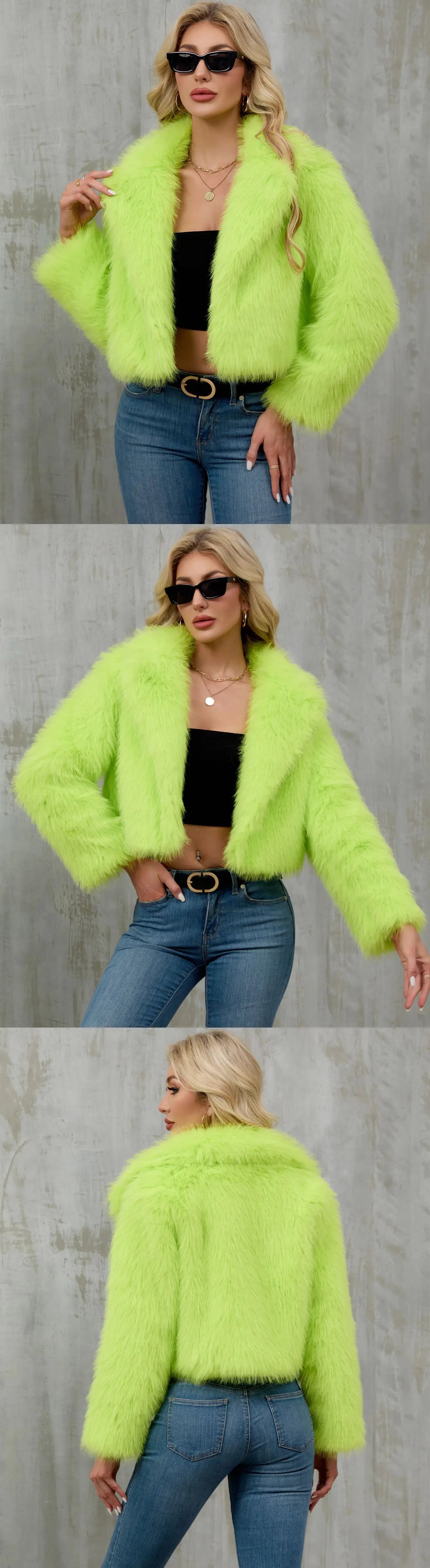 2025 Female Winter Brown Faux Fur Coat For Women Casual Long Sleeve Fluffy Plush Jacket Lady Solid Thick Fake Fur Warm Cardigan