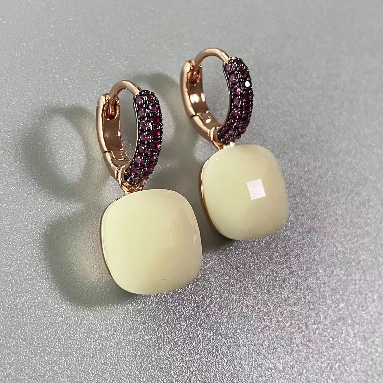 12.6mm Flat Nudo Earrings Inlay Black Zircon Candy Color Crystal Earrings For Women Drop Earrings Fashion Jewelry Gift