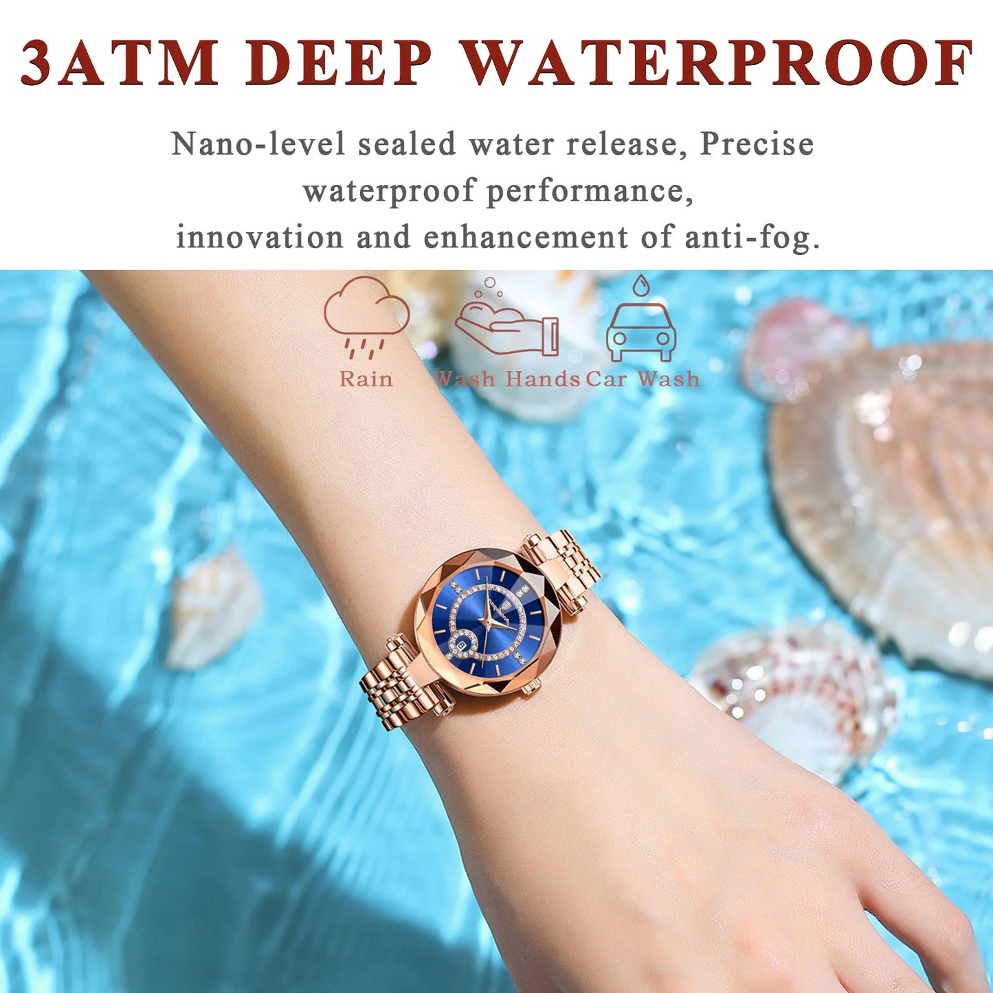 POEDAGAR Luxury Original Watches For Women Waterproof Stainless Steel Date Ladies Watch Diamond Fashion Quartz Woman Watch Reloj