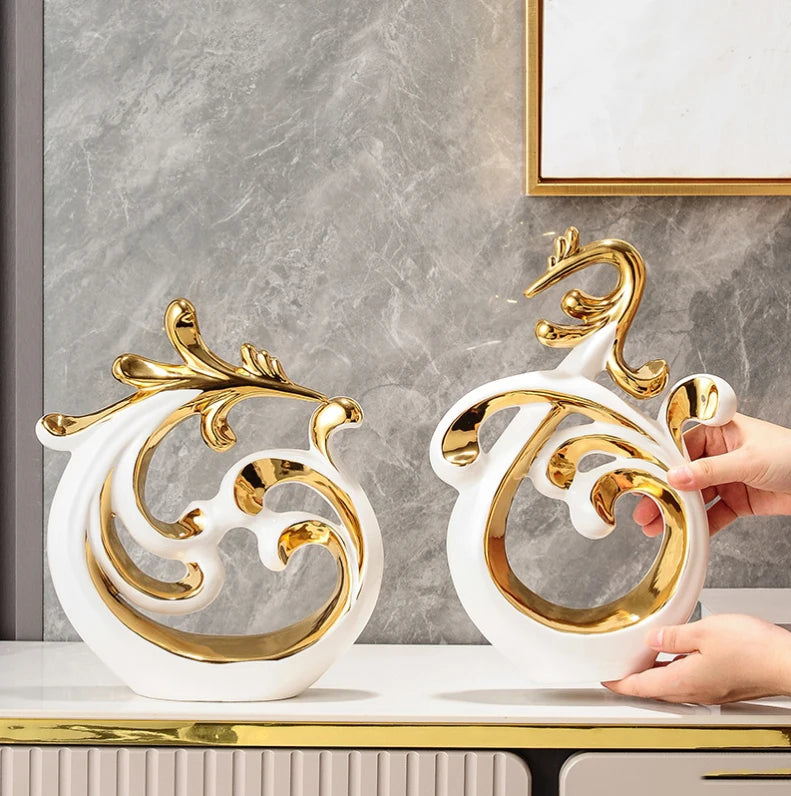 Simple Abstract Phoenix Ceramic Sculpture Home Livingroom Desktop Statue Ornaments Cabinet Table Figurines Decoration Crafts