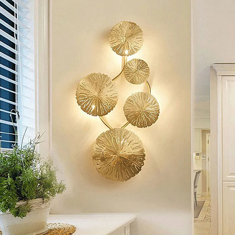 Nordic Modern Minimalist Hardware Lotus Leaf Wall Lamp Bedroom Living Room Study Lighting