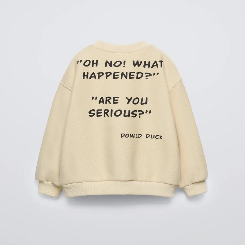 New Fashion Clothes Long-sleeved Tops Cartoon Sweatshirts Printed Round Neck Tops 2025 Spring Autumn Wear Baby Cute Hoodies