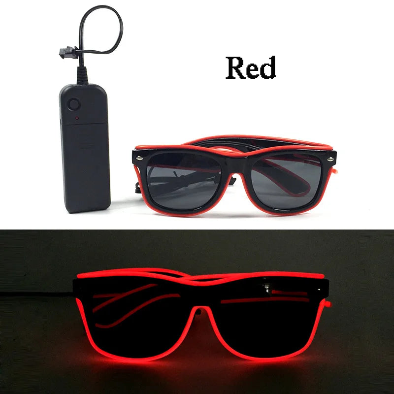 Fashion Luminous Decorative Glasses Neon Light Decoration LED Sunglasses For Nightclub DJ Dance Music Rave Costume Night