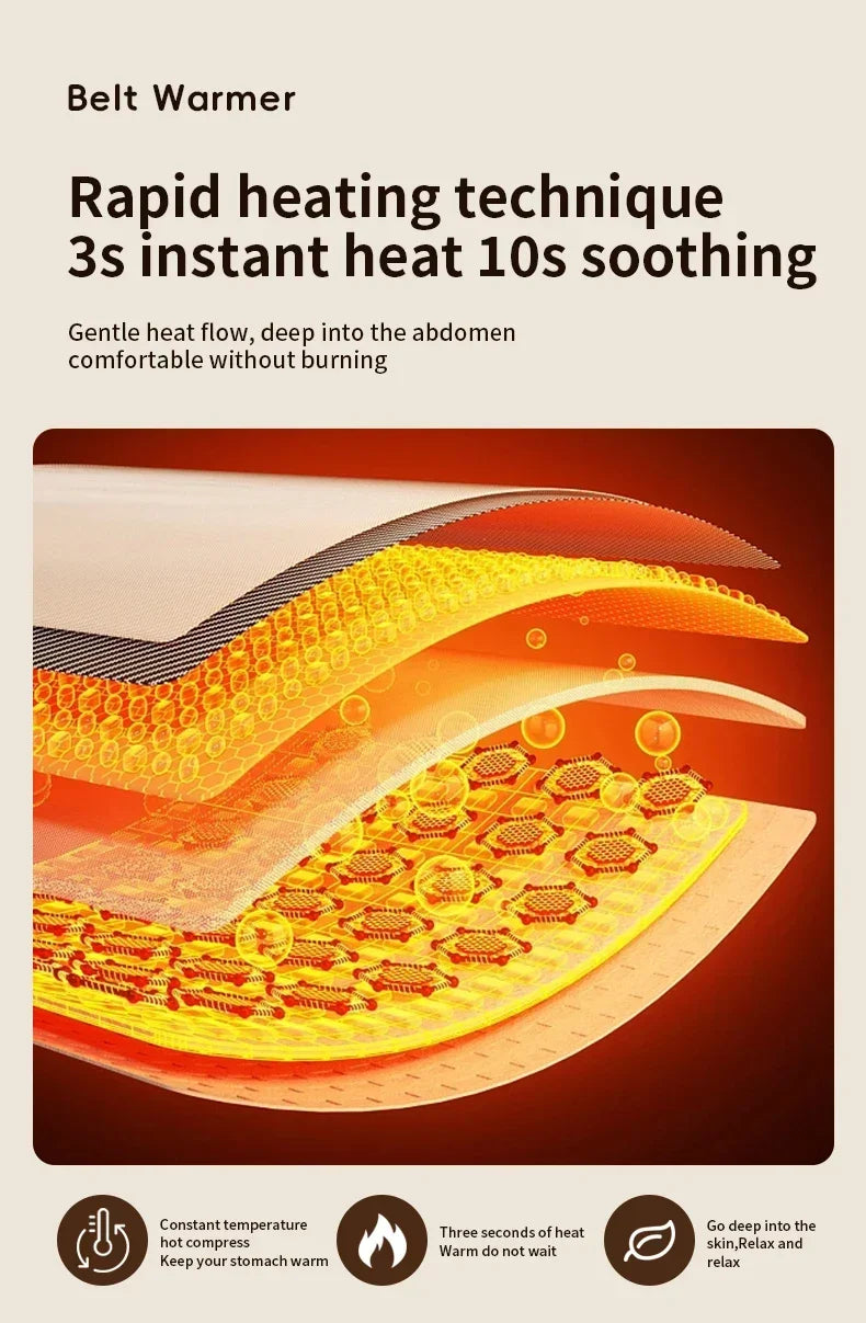 Menstrual Heating Pad Heated Massage Belt Menstrual Pain Relief Hot Compress Pad Abdominal Massage Period Warm Palace Belt