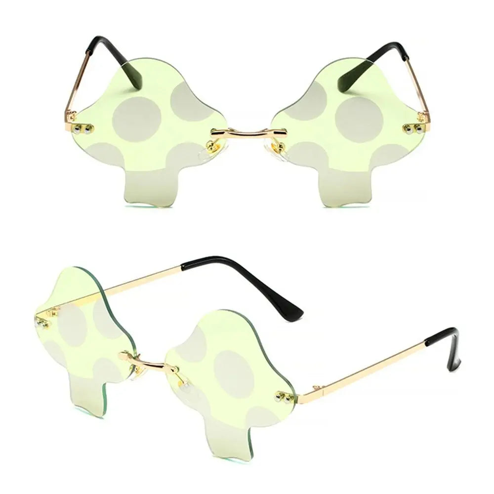 Cartoon Mushroom Shape Sunglasses Women Irregular Rimless Sun Glasses Trendy Funny Sunglasses Outdoor Party Favor Decorations