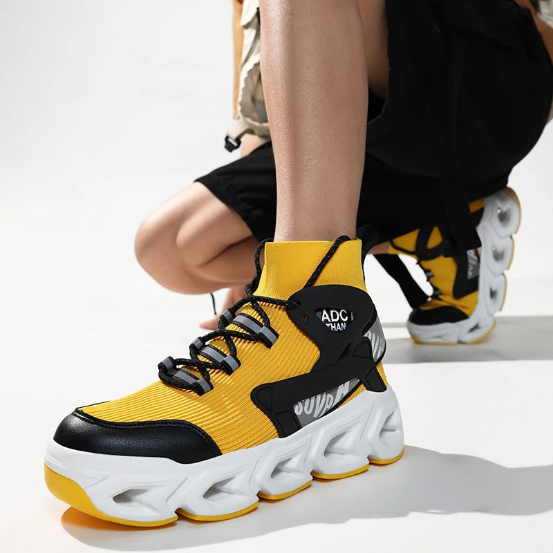 Hip-hop Sneakers Men High-tops High-street Sports Shoes Brand Designer Leisure Shoe Men Comfy Breathable Walking Shoes Male