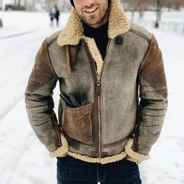 Mens Faux Fur Jacket One Piece Top Thick Plush Coat Winter Warm Luxury Streetwear Fashion Outerwear