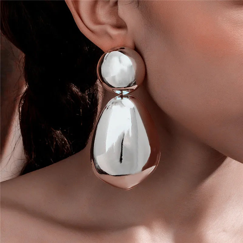 Retro Exaggerated Geometric Round Design Earrings For Women European American Style Large Earrings Party Travel Jewelry Gift