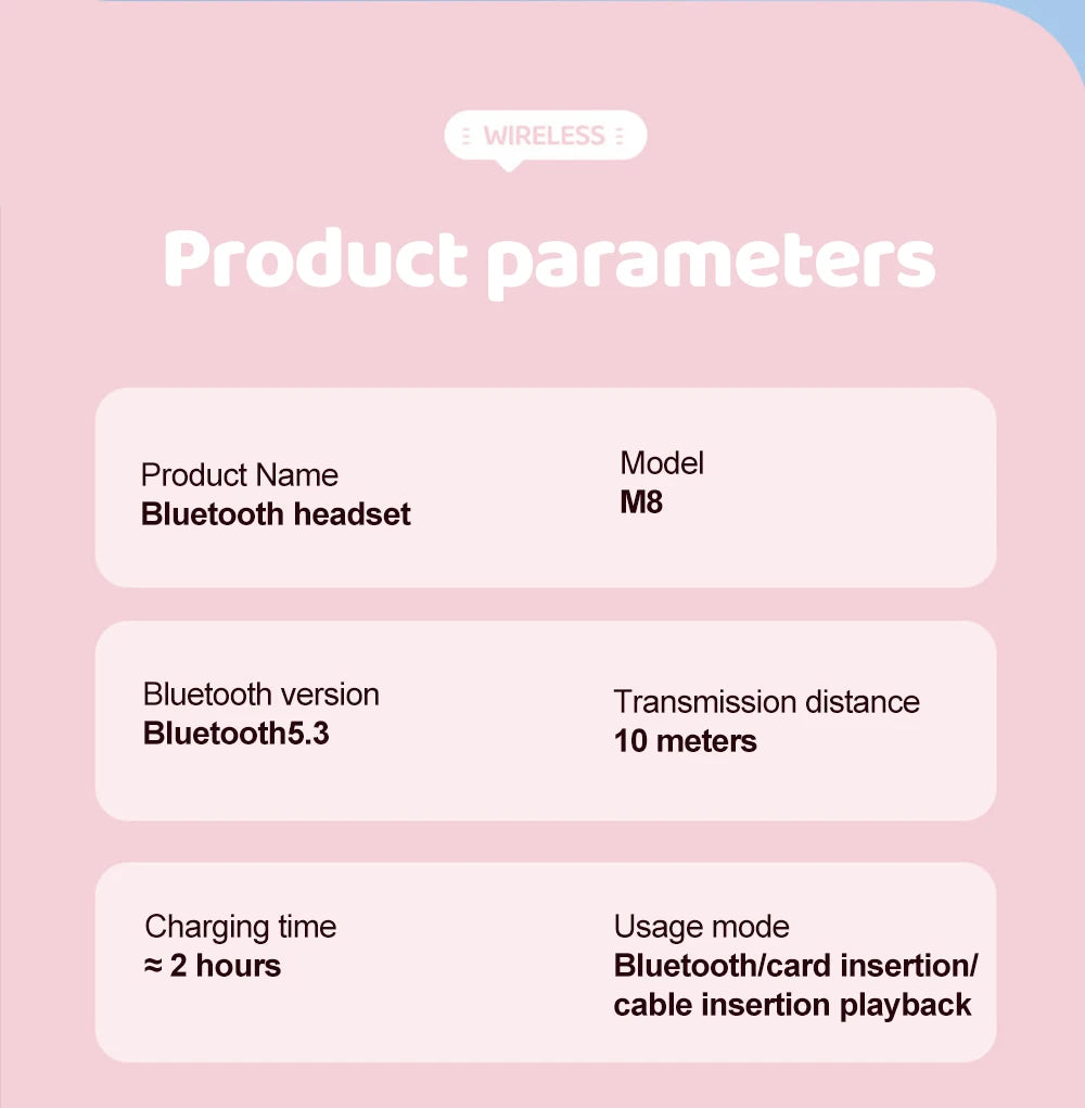 Gradient Wireless Headphones RGB Cat Ear Bluetooth Headphones With Microphone Stereo Music Game Earphone For Girls Kids Gifts