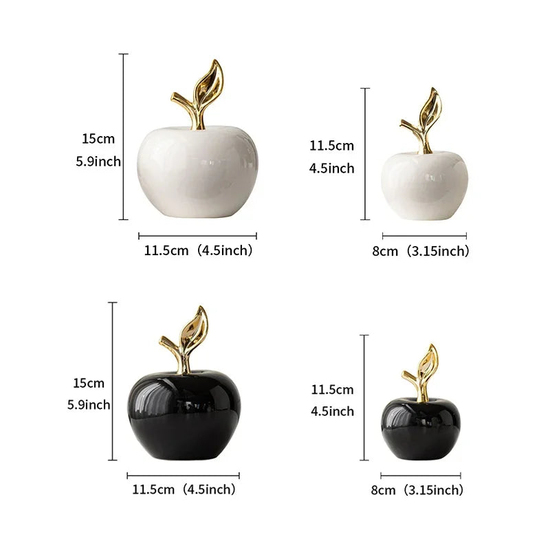 Creative Ceramic Apple Figurines Handicrafts Living Room Art White Apple Sculpture Room Home Decor Accessories Holiday Gifts