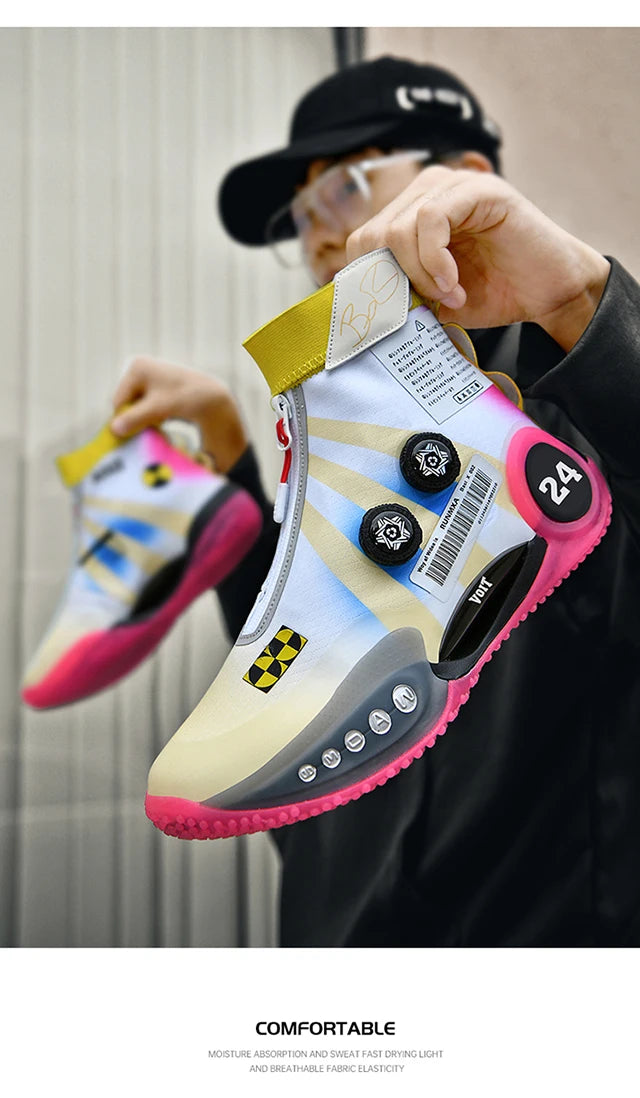 New basketball shoes male high top students wear-resistant outdoor concrete actual combat flying woven breathable combat boots