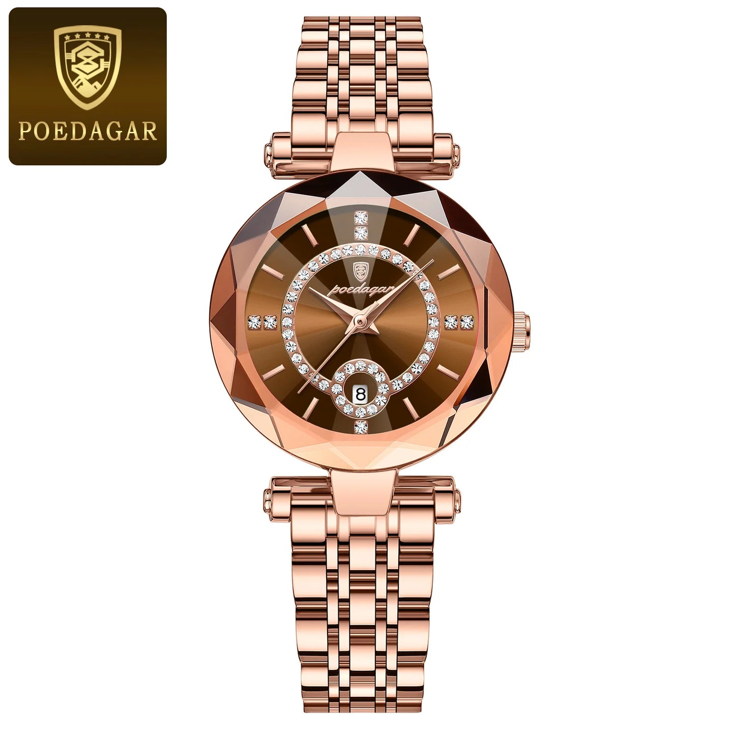 POEDAGAR Luxury Original Watches For Women Waterproof Stainless Steel Date Ladies Watch Diamond Fashion Quartz Woman Watch Reloj