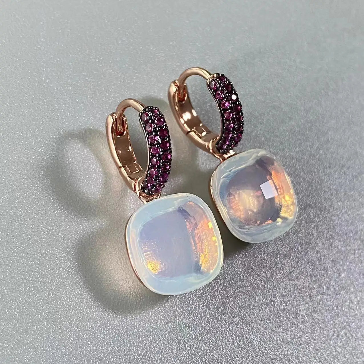 12.6mm Flat Nudo Earrings Inlay Black Zircon Candy Color Crystal Earrings For Women Drop Earrings Fashion Jewelry Gift