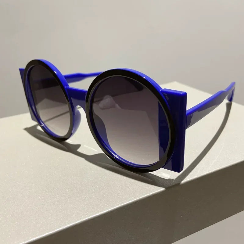 Round Double Color Sunglasses for Women Men Retro Trendy UV400 Sun Glasses Goggles Outdoor Hip Hop Travel Beach Eyewear Goggles