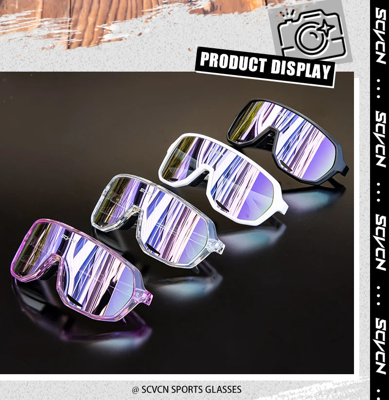 SCVCN New Outdoor Cycling Glasses Bike Sunglasses Men UV400 Eyewear Sports MTB Goggles Bicycle Women Riding Hiking Sunglasses