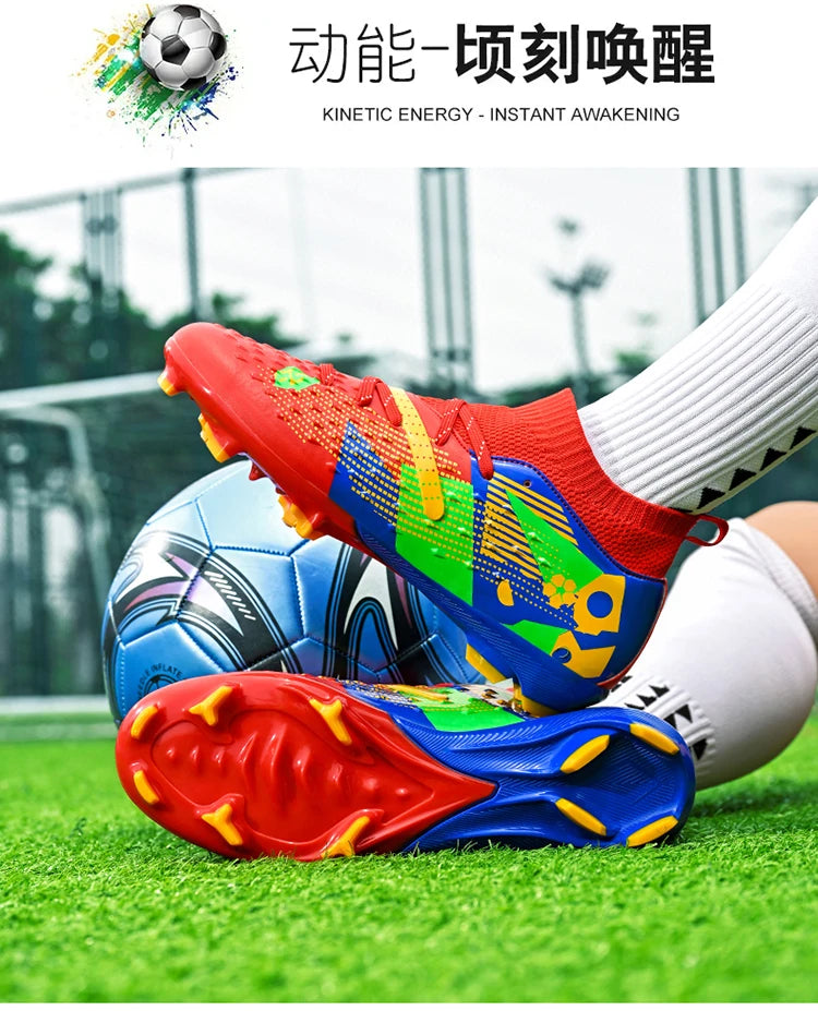 New Men Soccer Shoes High-quality Outdoor High Ankle Ultralight Indoor Football Boots Non-Slip Sports Shoes Futsal Non-Slip