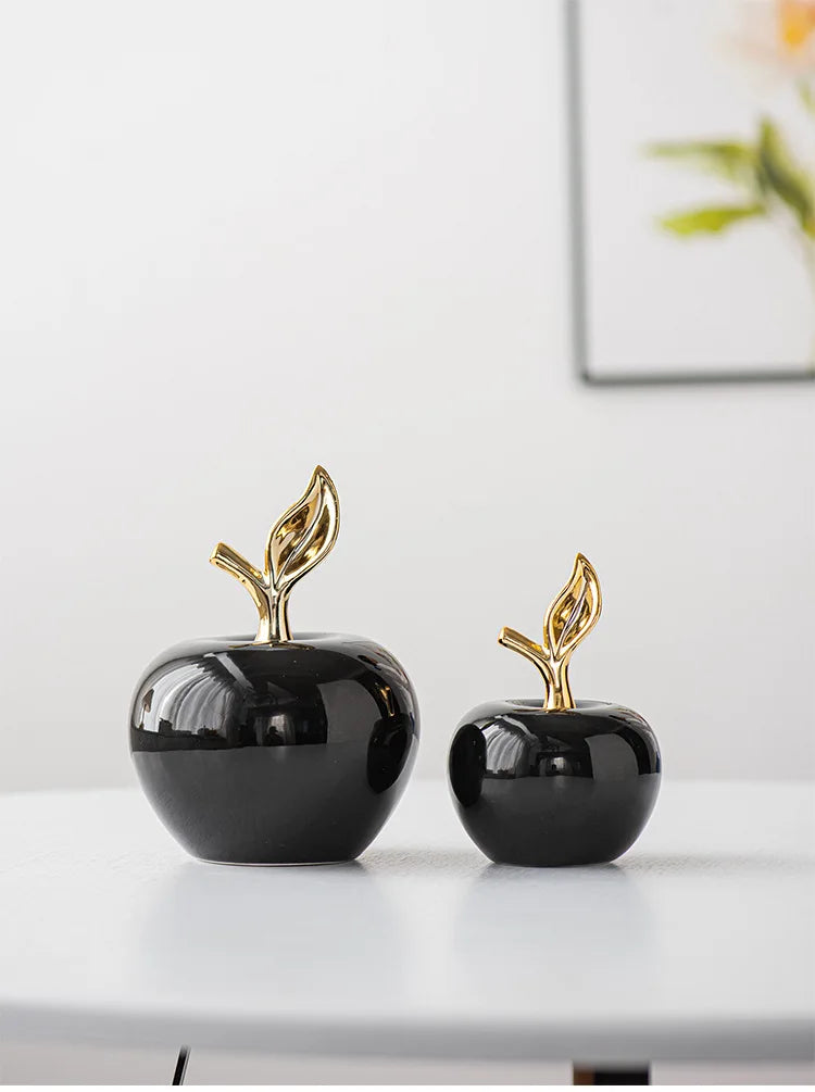 Creative Ceramic Apple Figurines Handicrafts Living Room Art White Apple Sculpture Room Home Decor Accessories Holiday Gifts